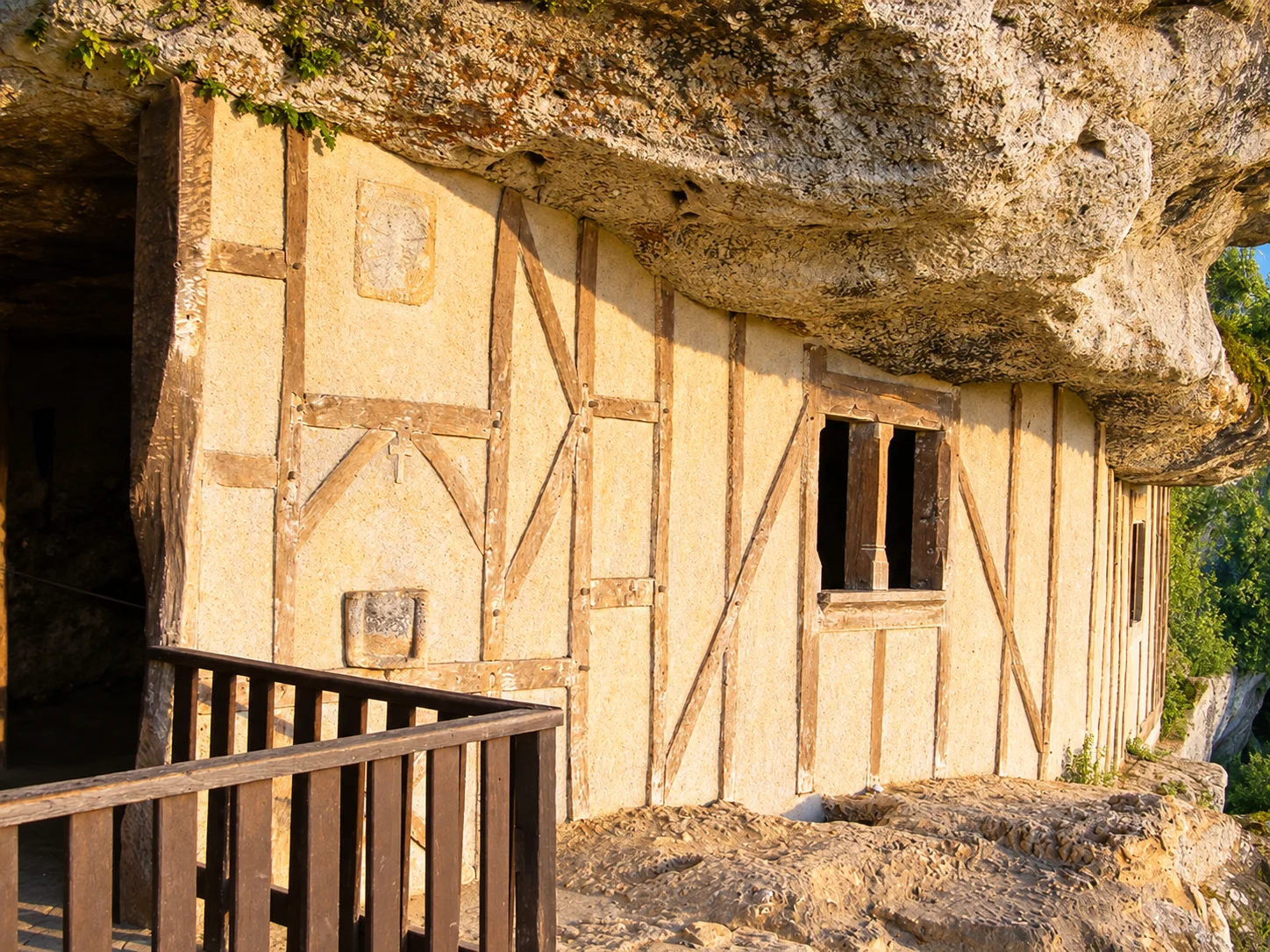 Roque Saint-Christophe Site, re-rendered from an openly licensed photo (Summer · Deep brochure blue · Golden hour)